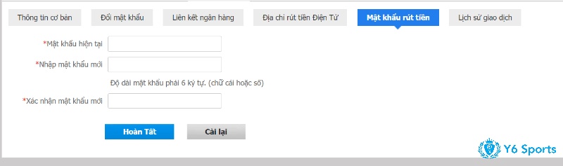 Thiết Lập Mật Khẩu Để Rút Tiền