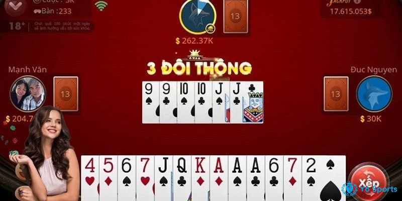 Bộ 3 đôi thông game bài tiến lên miền Nam có thể chặt 1 heo và bộ nhỏ hơn